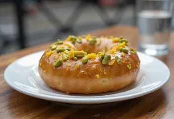 Bagel hoa cam hạt dẻ cười mới nướng