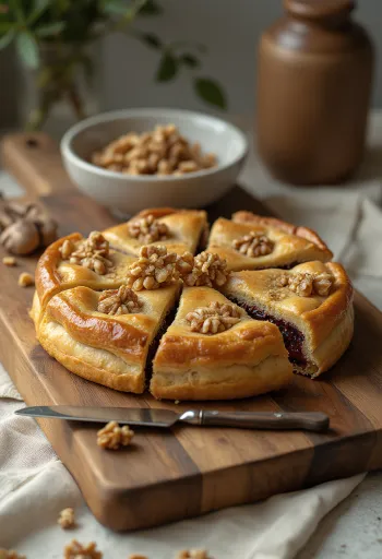 Bánh pie quế mật ong được bày ra đĩa