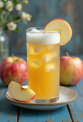 Nước ép táo tươi phục vụ trong ly