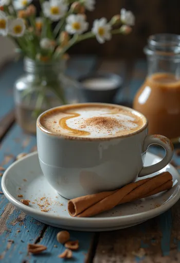 Chai latte caramel phục vụ trong ly