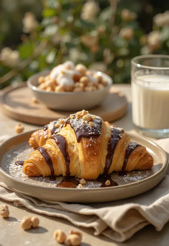 Croissant Nutella được bày biện