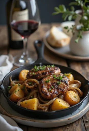 Gan gà xào khoai tây hành tây trang trí ngò tây