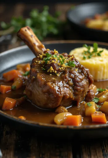 Osso buco với gremolata ăn kèm risotto
