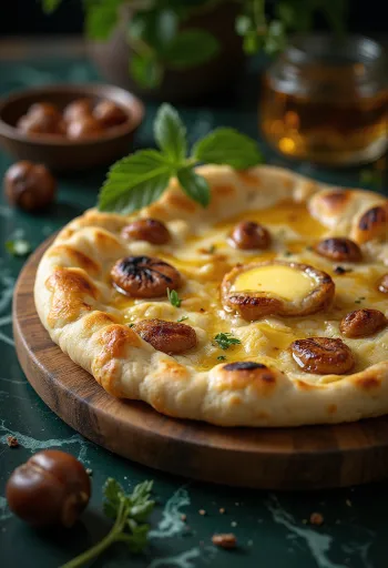 Bánh mì naan hạt dẻ nướng được bày biện