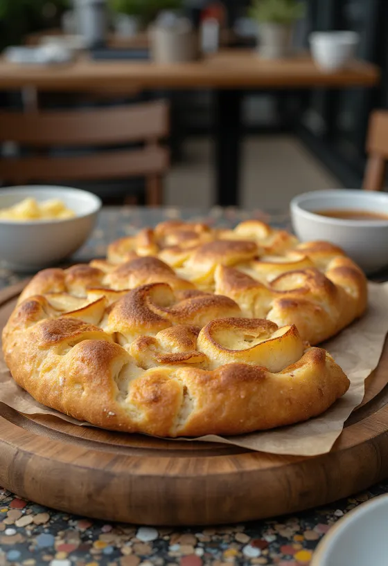 Focaccia táo và quế được dọn ra