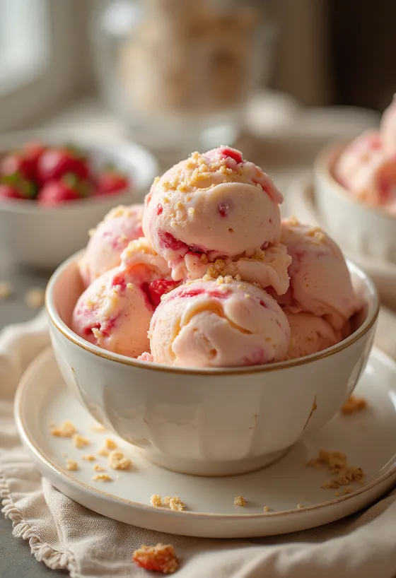 Kem bánh phô mai dâu tây hấp dẫn