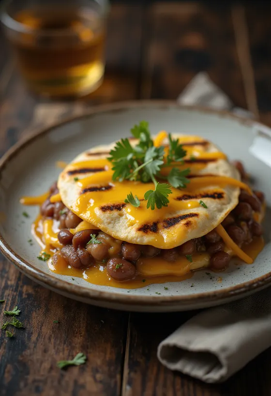 Tortilla đậu nướng BBQ được bày ra đĩa