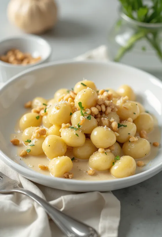 Gnocchi hạt thông được bày biện