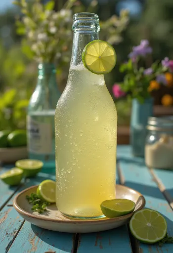 Cider chanh Mexico trong ly với lát chanh