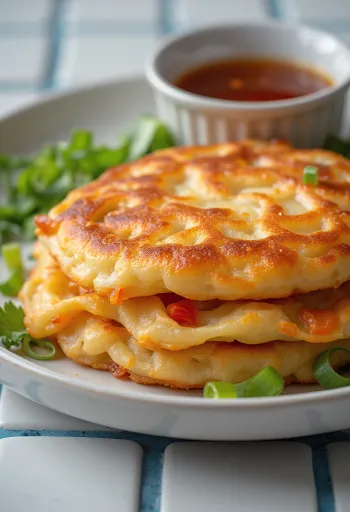 Kimchi Jeon, bánh xèo kimchi Hàn Quốc được trình bày tươi ngon