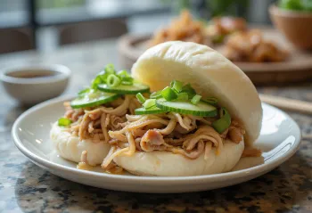 Món bánh bao thịt heo truyền thống được bày ra đĩa