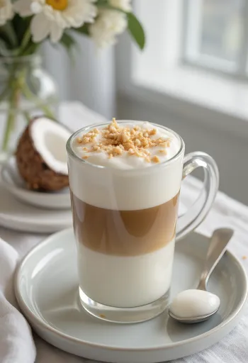 Latte sữa dừa phục vụ tươi mát