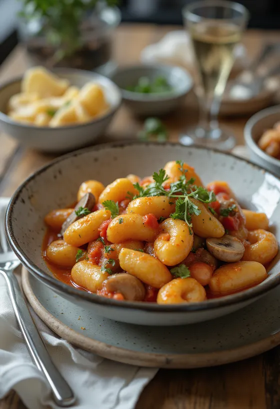 Gnocchi rau củ được bày ra đĩa