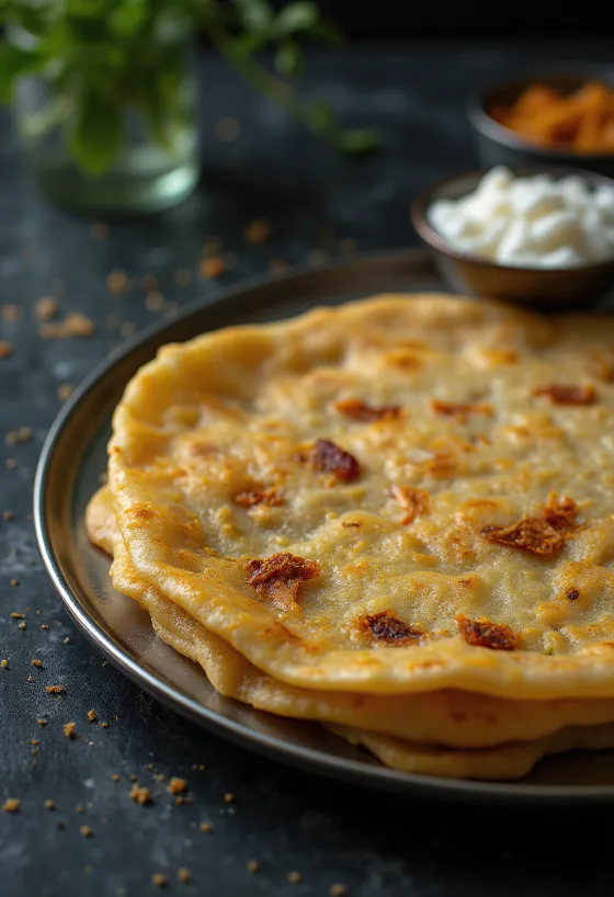 Adai dosa mới chiên giòn, phục vụ cùng nhân gia vị