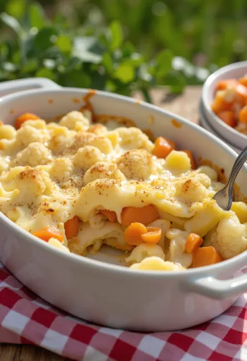 Rau củ đút lò với súp lơ được bày ra đĩa