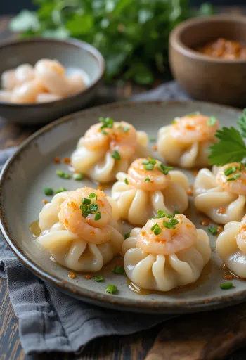 Bánh bột lọc Việt Nam với vỏ bánh trong suốt được phục vụ