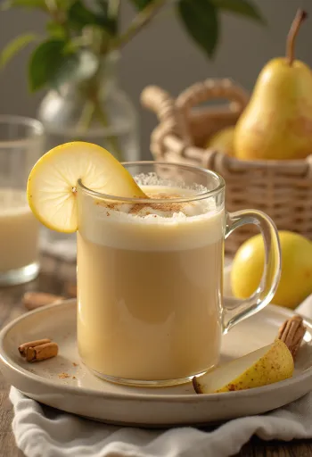 Cider lê kem tươi phục vụ trong ly