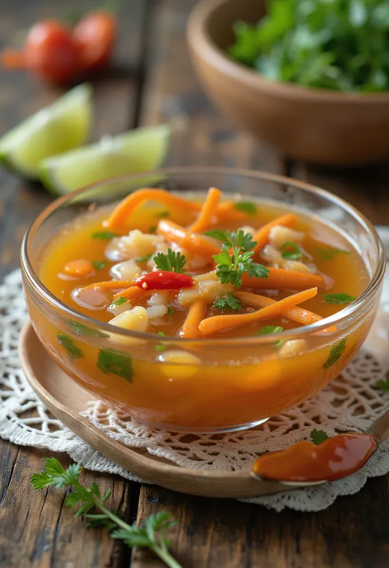 Nước chấm được dọn ra