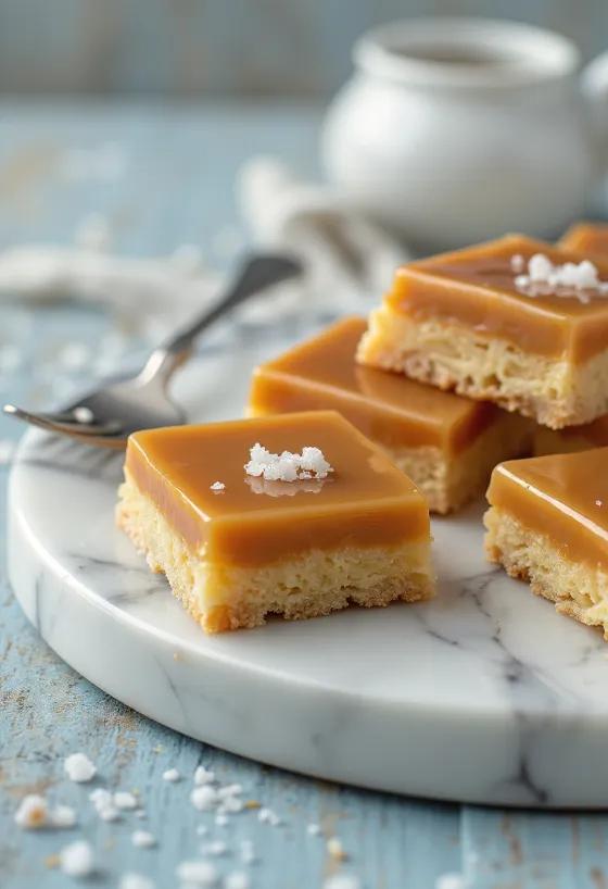 Bánh caramel cắt miếng được bày biện