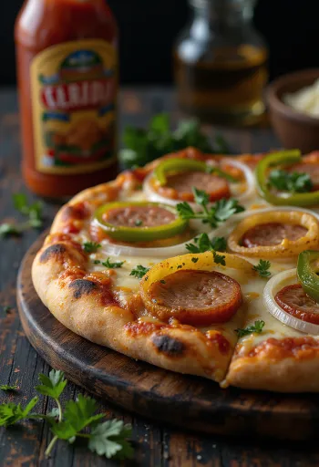 Pizza Carioca với phô mai Brazil và xúc xích hun khói