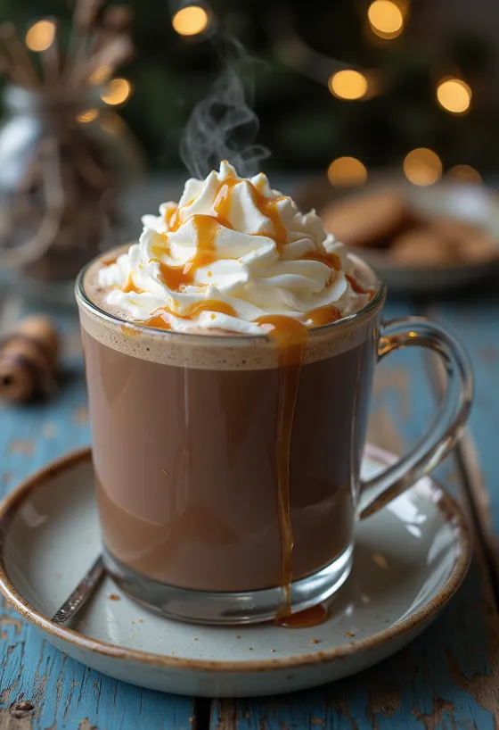 Cốc sô cô la nóng caramel mật ong đầy đặn