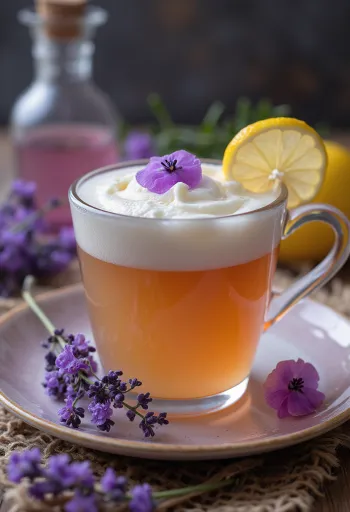 Cider hoa oải hương phục vụ trong ly