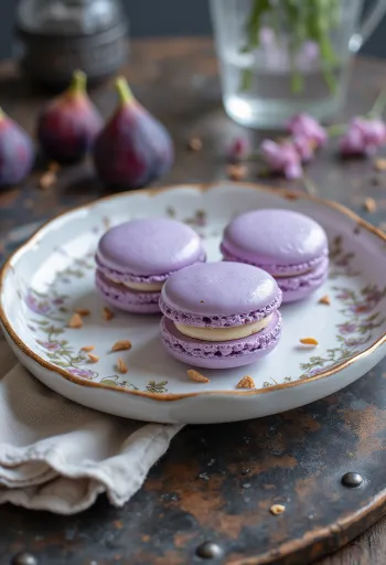 Macaron kem quả sung được bày biện