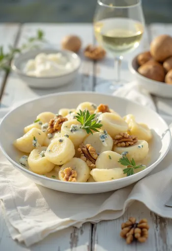 Gnocchi phô mai xanh được phục vụ