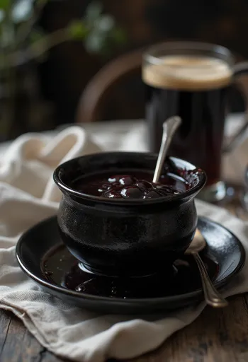 Sốt rượu vang đỏ bia mật ong được bày ra đĩa