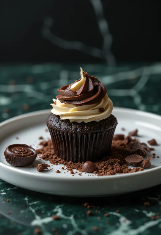 Bánh cupcake sô cô la bạc hà được bày biện