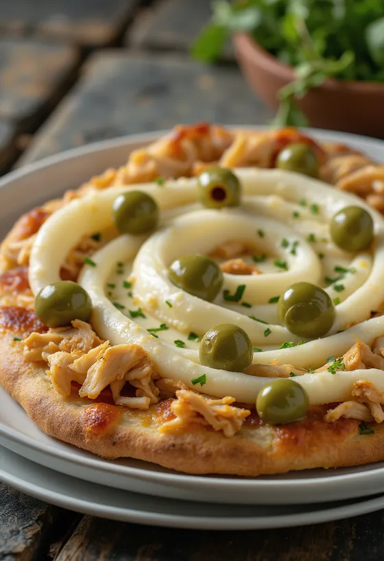 Pizza de Frango com Catupiry với ức gà và phô mai kem