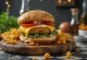 Burger cà tím thuần chay với rau củ tươi