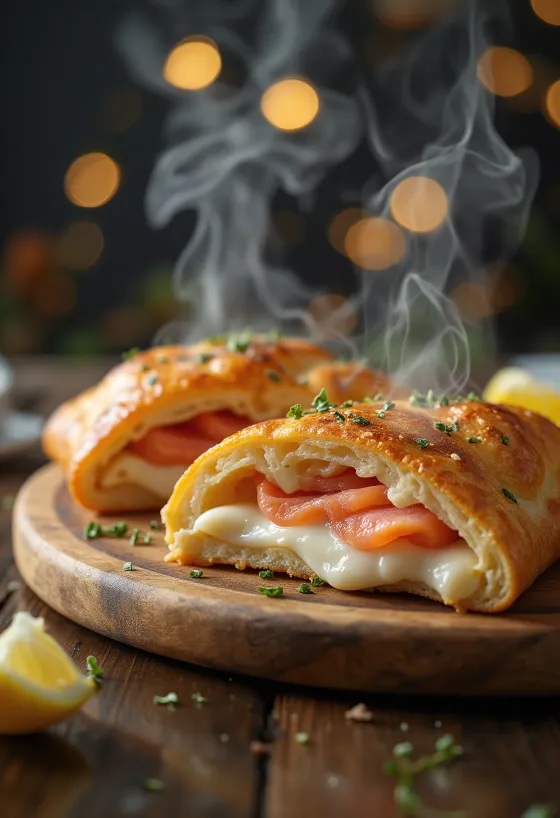 Calzone cá hồi hun khói mới nướng