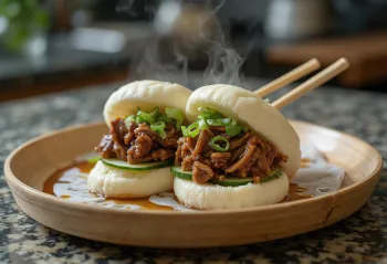 Món bánh bao thịt bò được bày ra đĩa