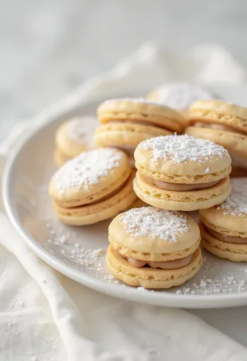 Bánh Linzer hạt dẻ vani được bày ra đĩa