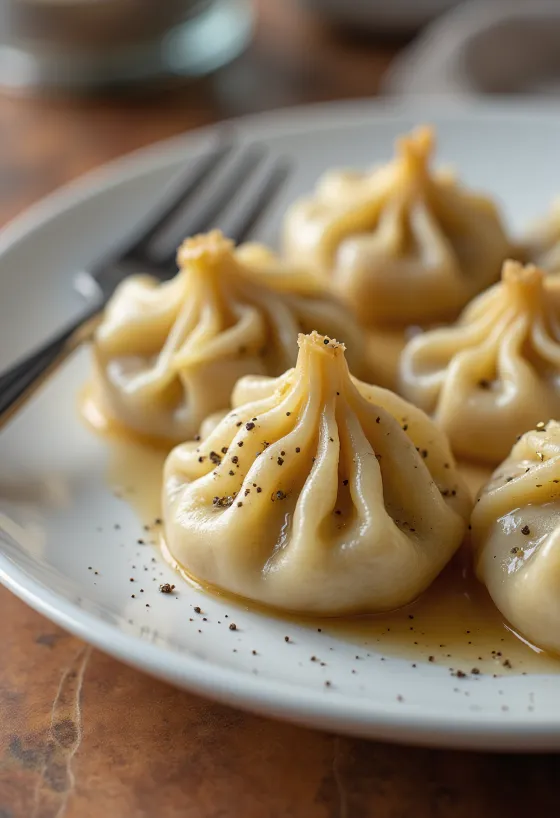 Bánh bao Khinkali Georgia nhân thịt nóng hổi