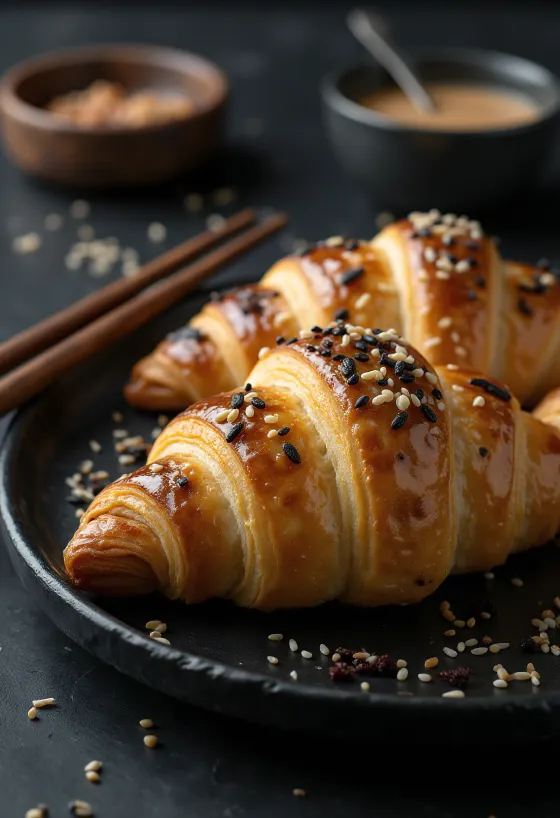 Croissant đậu đỏ kiểu Trung Quốc mới nướng