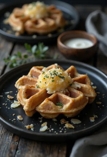 Bánh Waffle Mặn Hạt Anh Túc với Parmesan và hạt óc chó rang