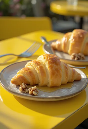 Croissant phô mai Brie được bày ra đĩa
