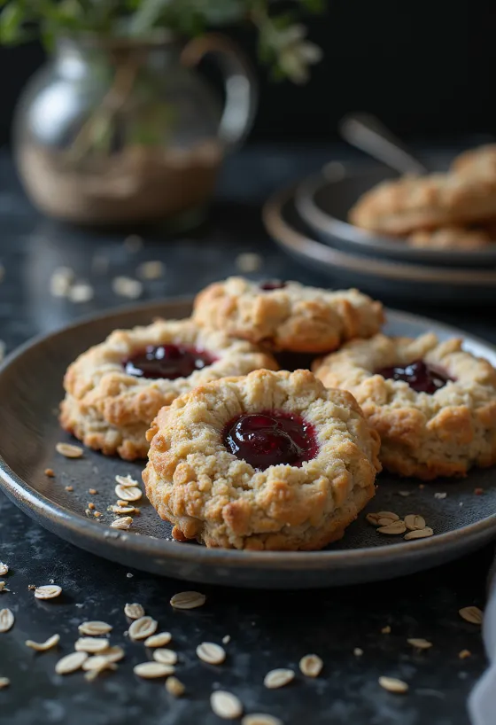 Bánh linzer hạt dẻ yến mạch được bày biện đẹp mắt trên đĩa