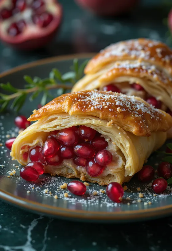 Strudel lựu được dọn ra đĩa