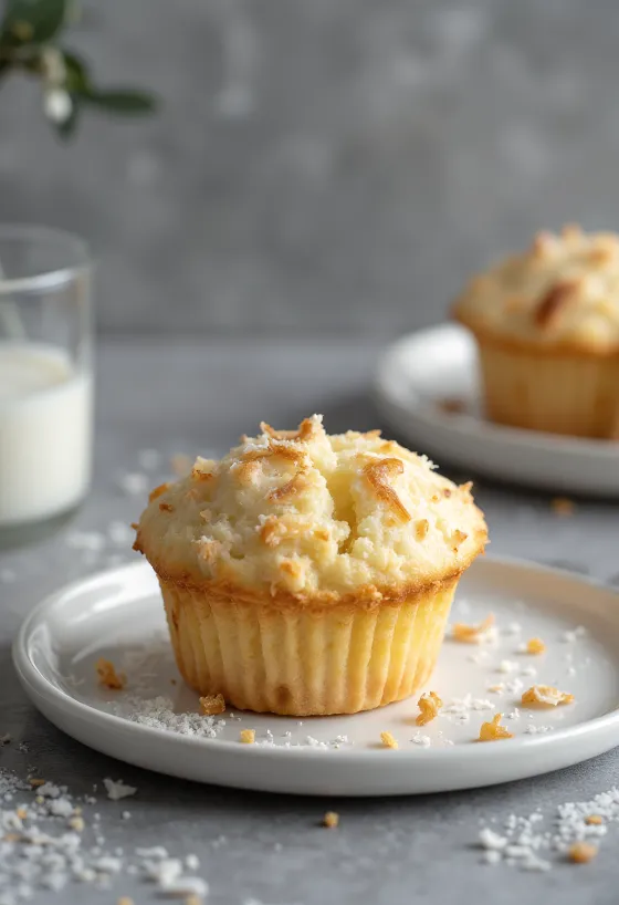 Bánh muffin dừa bày trên đĩa