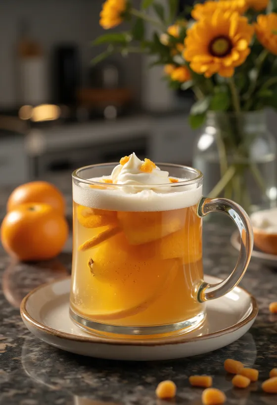 Cider cam chanh bạc hà phục vụ trong ly