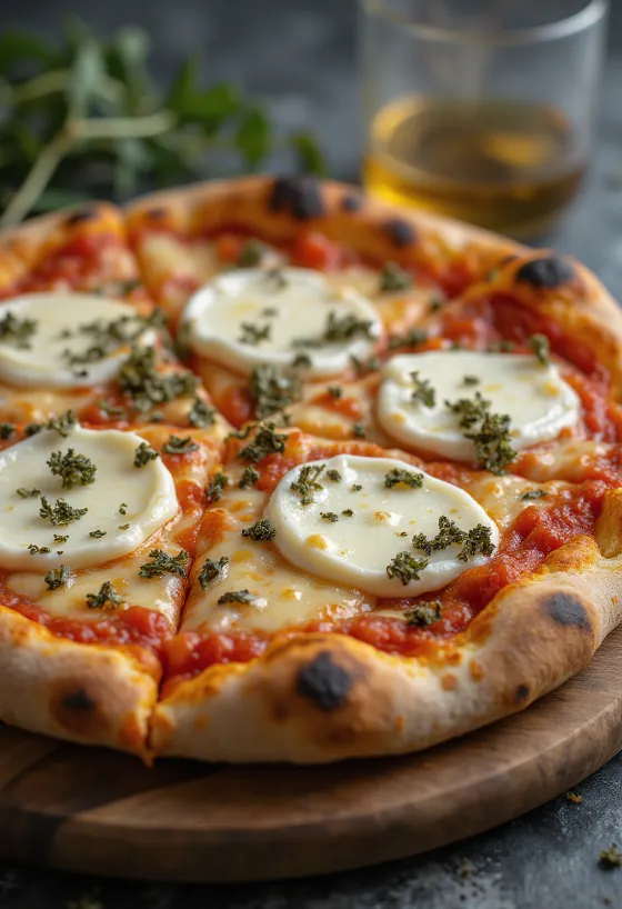 Pizza ai Formaggi di Capra với phô mai dê và mozzarella