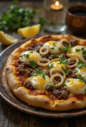 Pizza Egiziana bày biện sẵn sàng