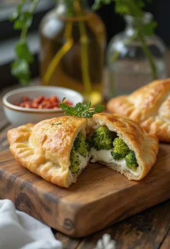 Calzone súp lơ xanh nướng vàng nâu