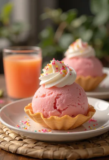 Kem ốc quế Cornetto Punch với kem punch màu hồng