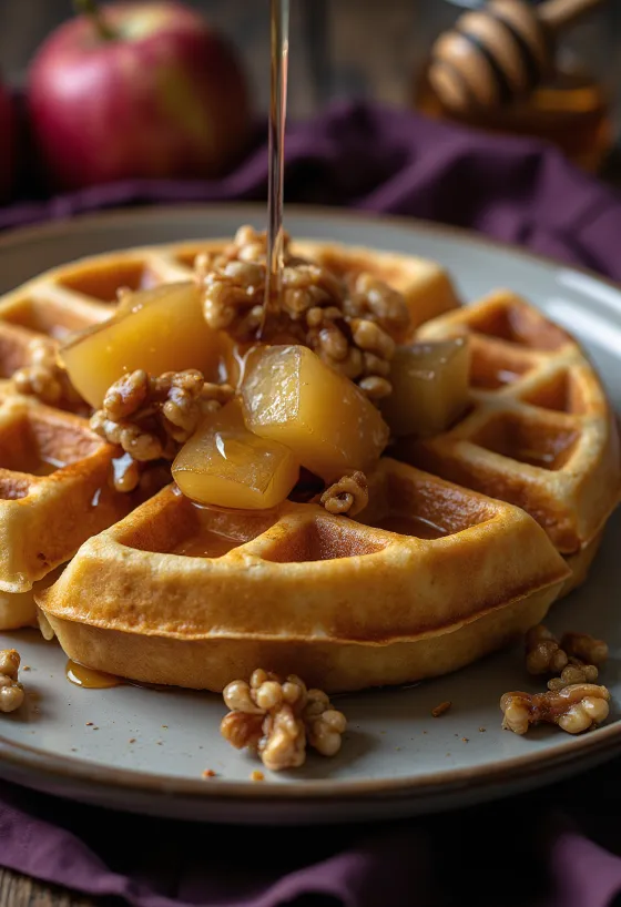 Bánh Waffle Táo Nướng được bày biện