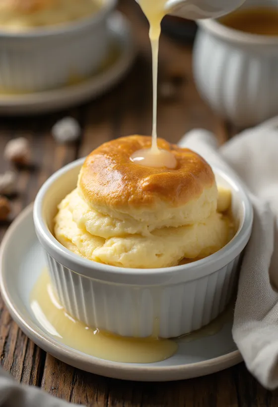 Soufflé vani rượu trứng được dọn ra