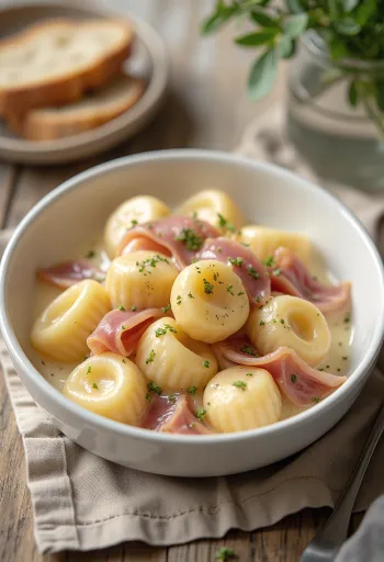 Gnocchi giăm bông hun khói được bày biện
